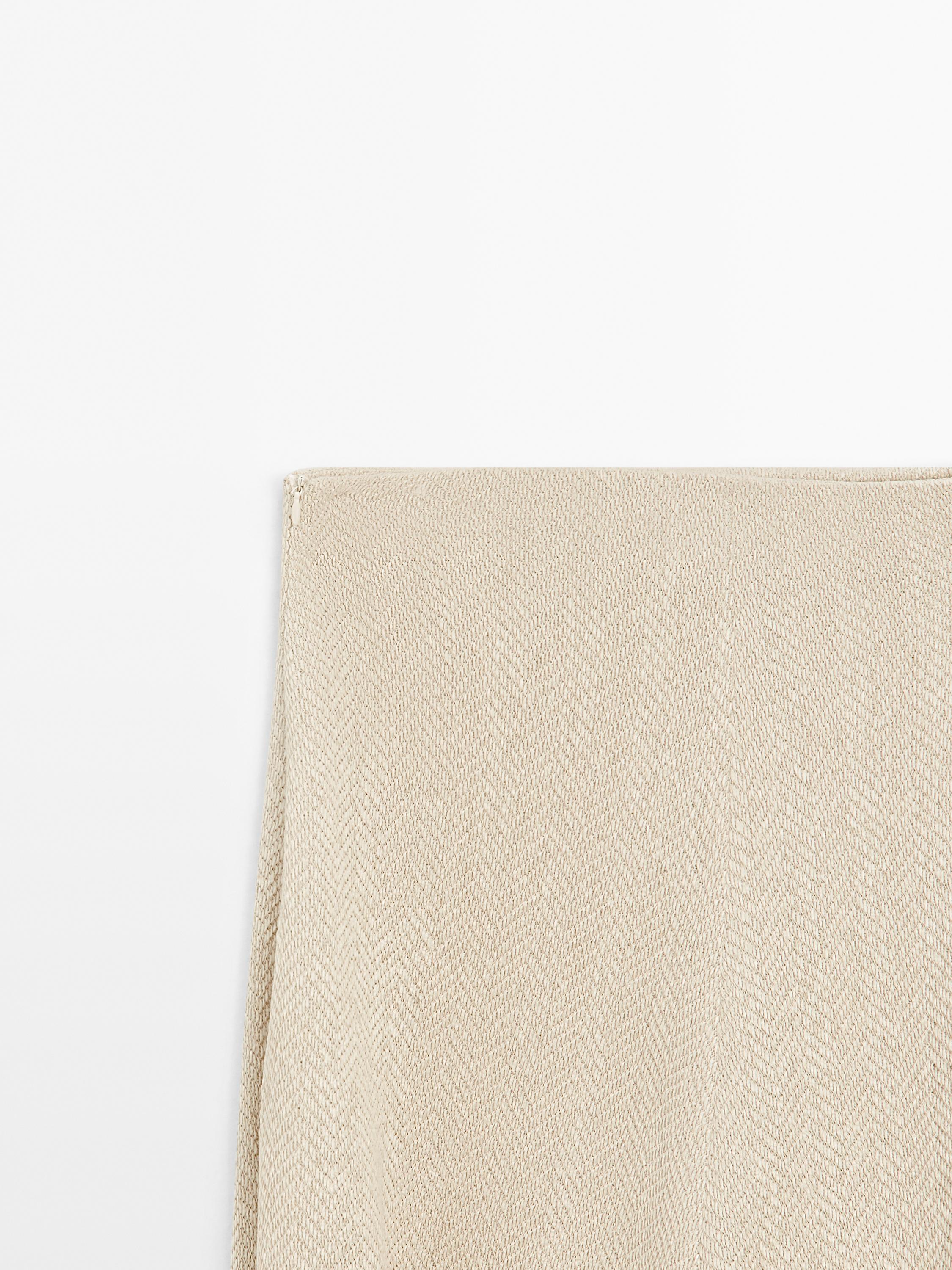 Long herringbone cotton blend skirt